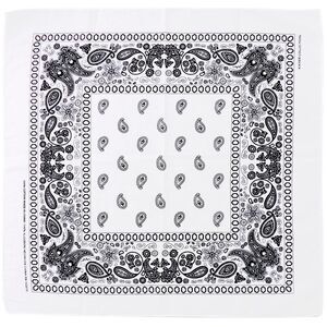 Bandana Face Mask Cover Head Wrap Scarf 100% Cotton Paisley White